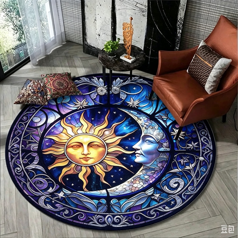 Sun Moon Mystical Round Rug, S - Commercial Glass Printing review and price