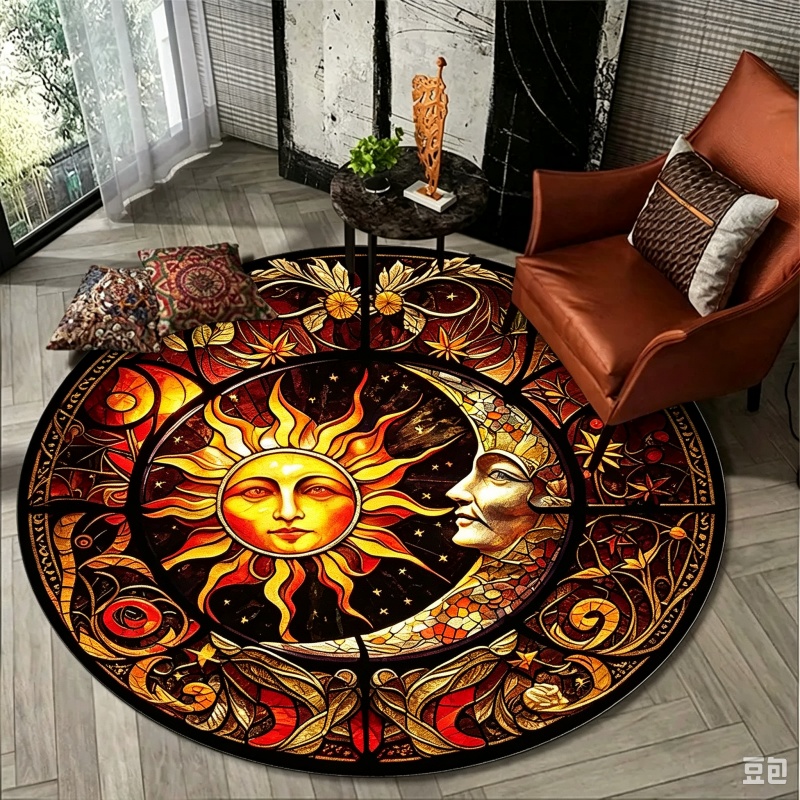 Sun Moon Mystical Round Rug, S - Commercial Glass Printing review and price